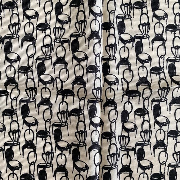 Malo Silk Chair Print Scarf 19 x 19 Italy Authentic New w Tags Black White - Picture 4 of 7